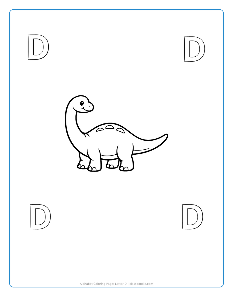 alphabet coloring page printable showing alphabet coloring page: letter d