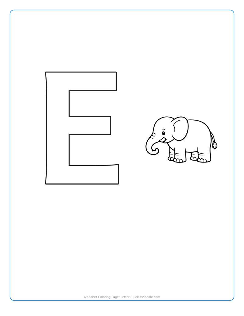 alphabet coloring page printable showing alphabet coloring page: letter e