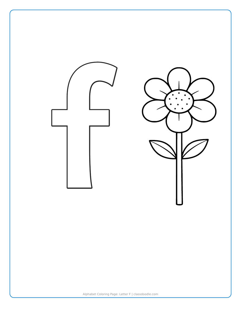 alphabet coloring page printable showing alphabet coloring page: letter f