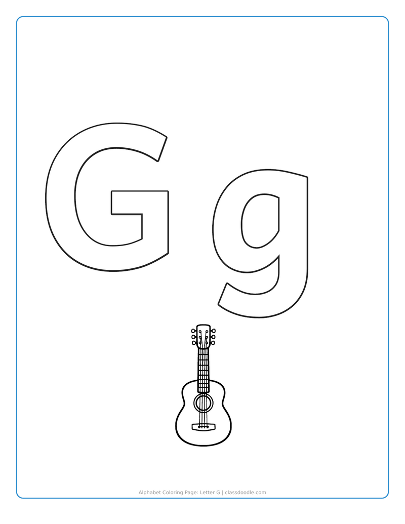 alphabet coloring page printable showing alphabet coloring page: letter g