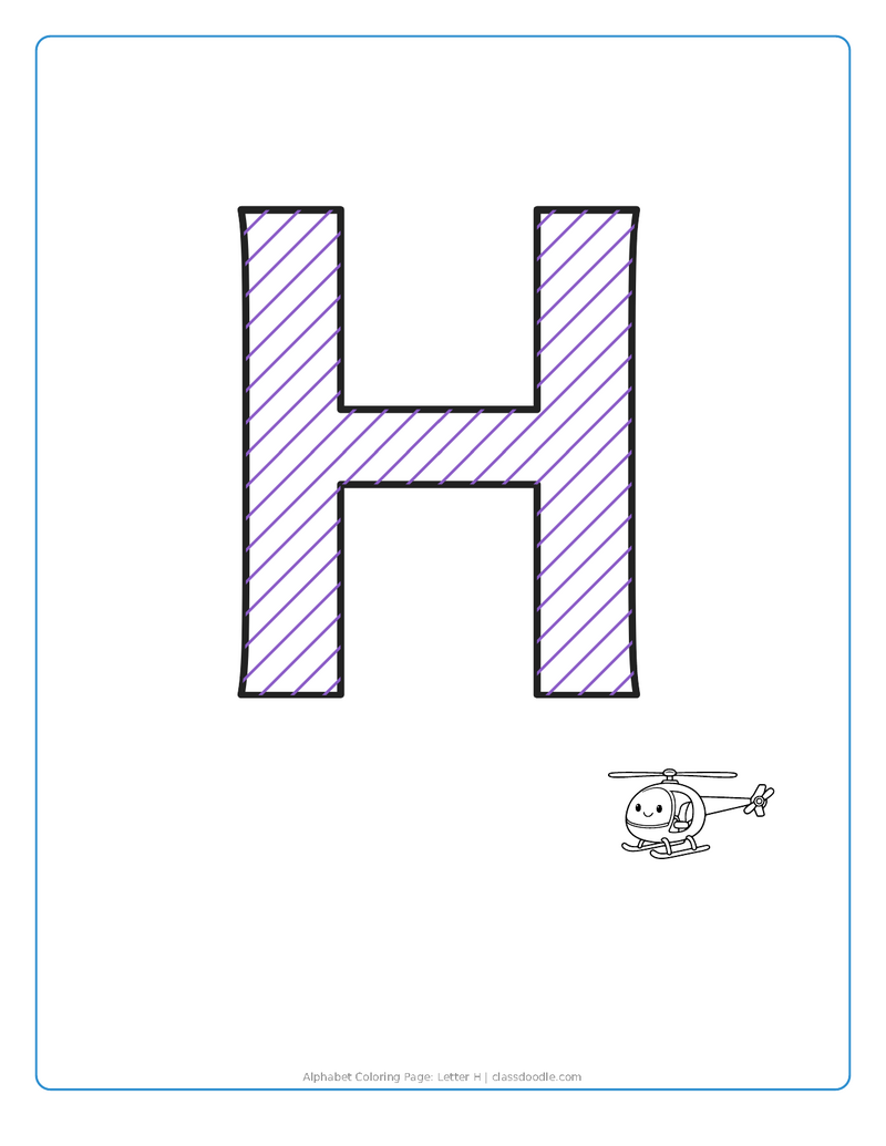 alphabet coloring page printable showing alphabet coloring page: letter h