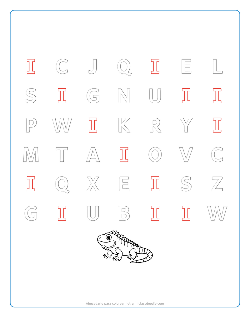 abecedario para colorear para imprimir con abecedario para colorear: letra i