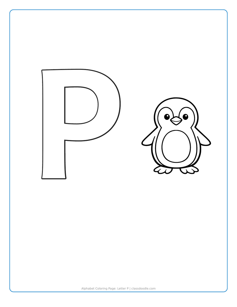 alphabet coloring page printable showing alphabet coloring page: letter p
