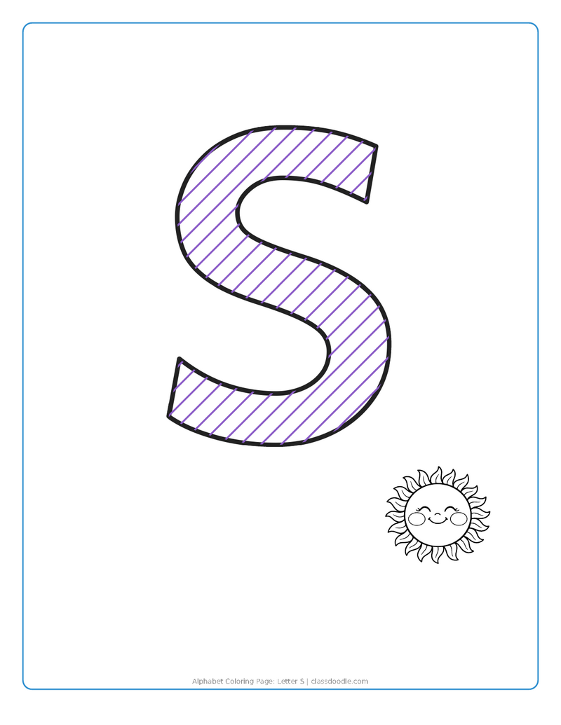 alphabet coloring page printable showing alphabet coloring page: letter s