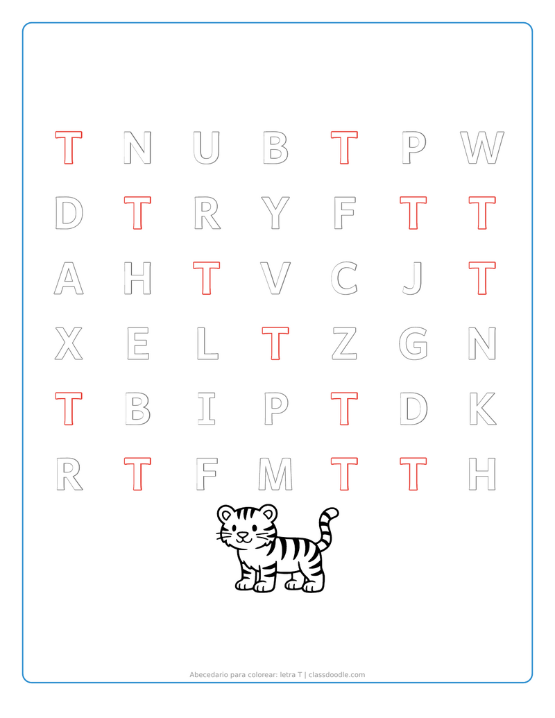 abecedario para colorear para imprimir con abecedario para colorear: letra t