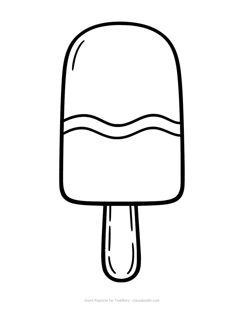 Easy popsicle coloring page with one giant ice lolly and thick lines