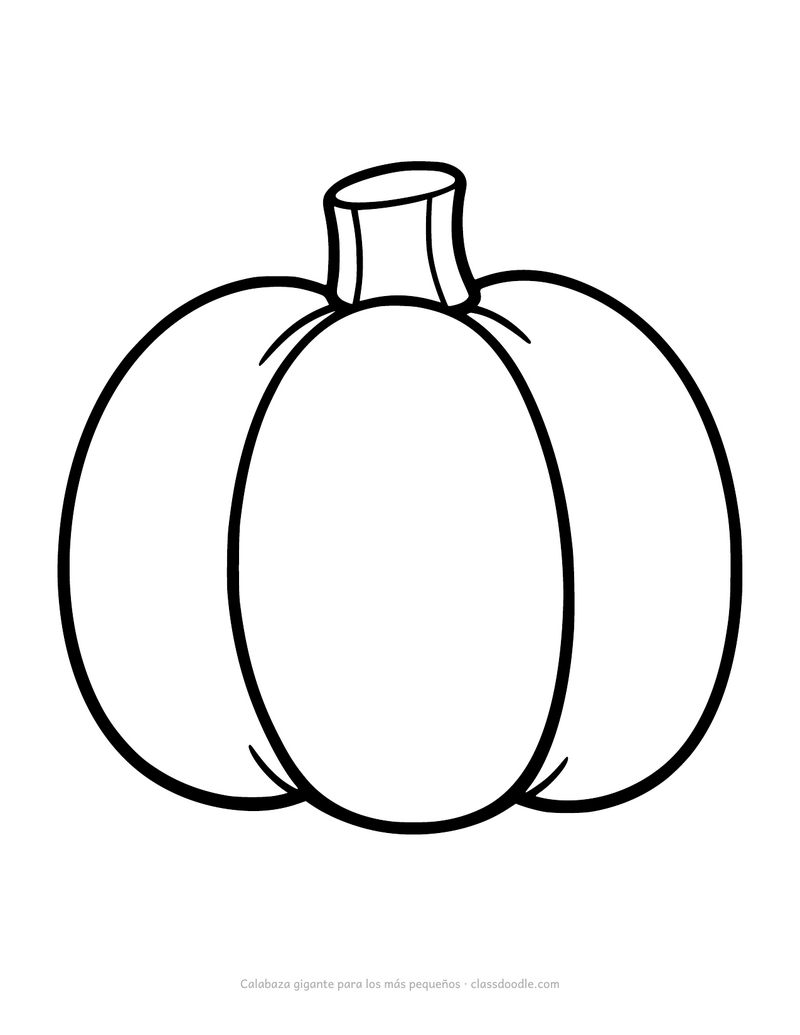 Calabaza para colorear fácil para niños pequeños, gigante y de línea gruesa