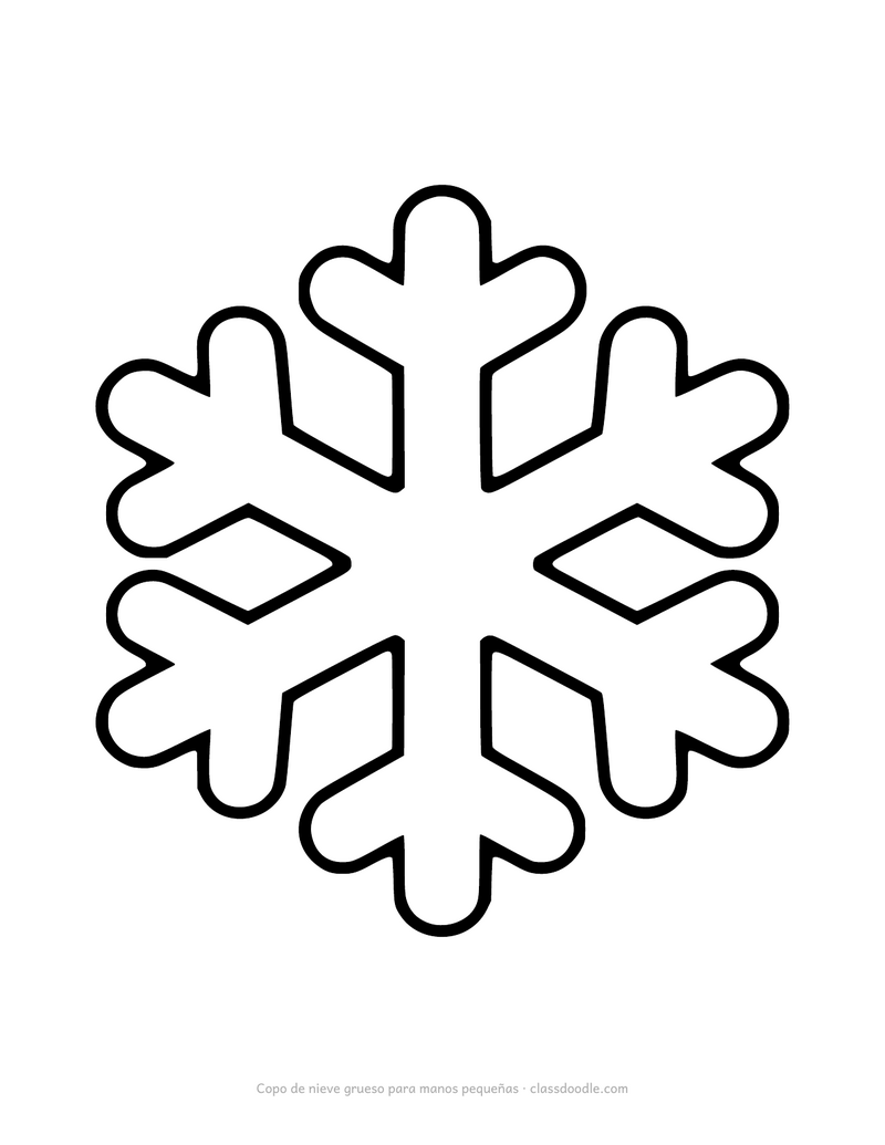 Plantilla de copo de nieve grueso de brazos anchos para imprimir y recortar