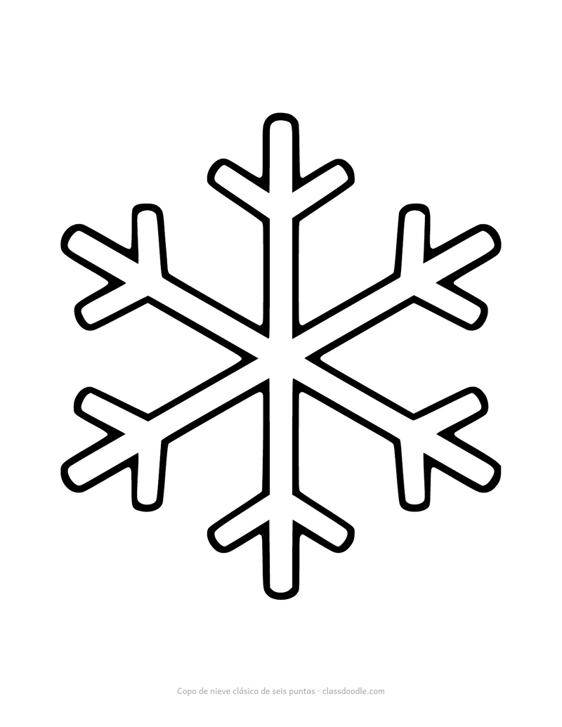 Plantilla de copo de nieve clásico de seis puntas para imprimir y recortar
