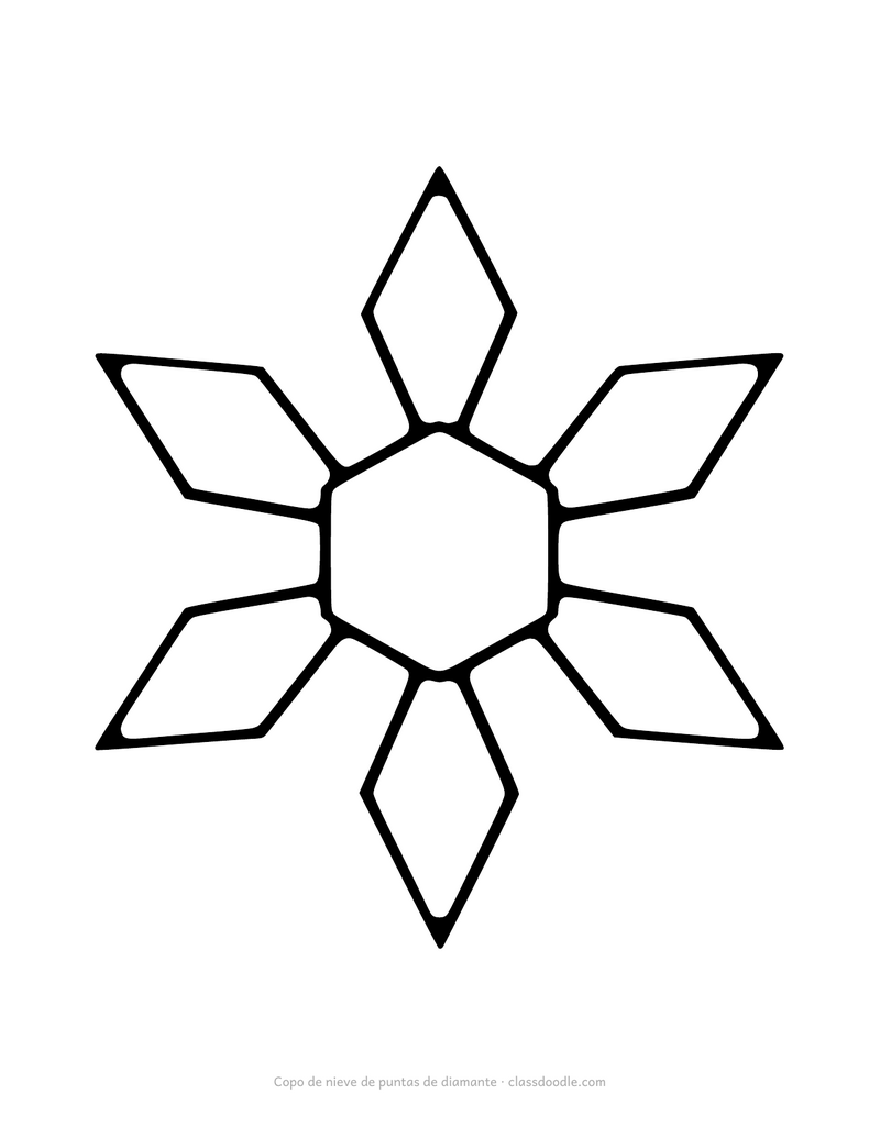 Plantilla de copo de nieve de puntas de diamante para imprimir y recortar