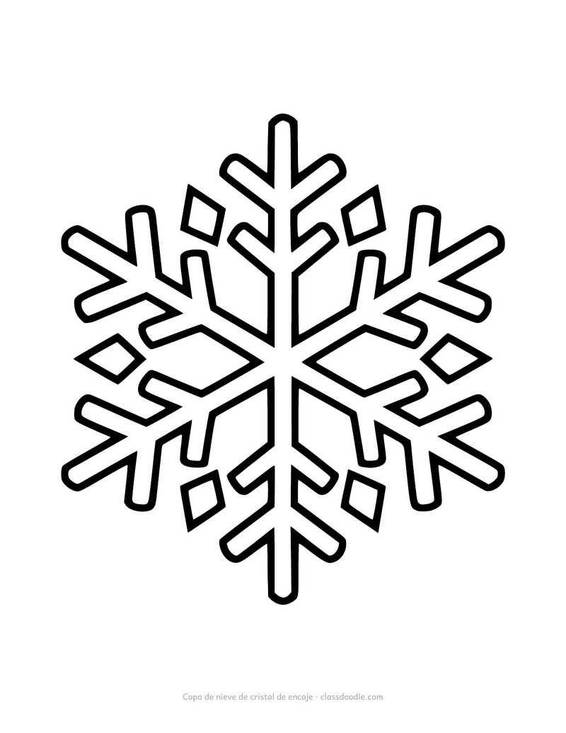 Plantilla de copo de nieve de cristal de encaje para imprimir y recortar