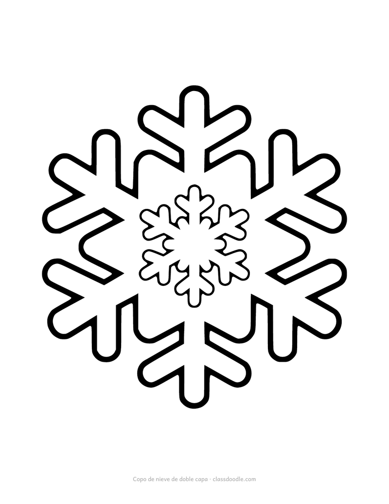 Plantilla de copo de nieve de doble capa para imprimir y recortar