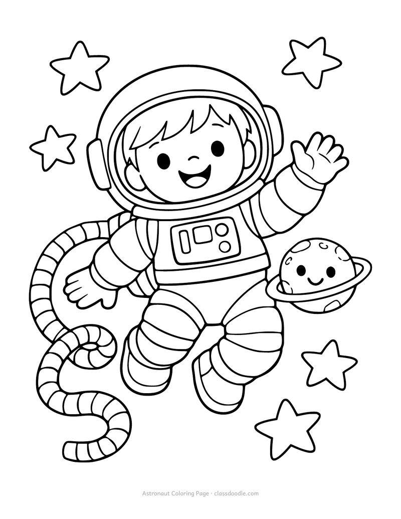 astronaut coloring page for the solar system worksheets