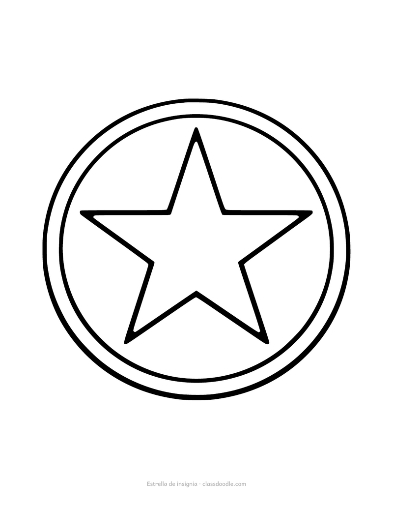 Plantilla de estrella de insignia dentro de un círculo para imprimir y recortar