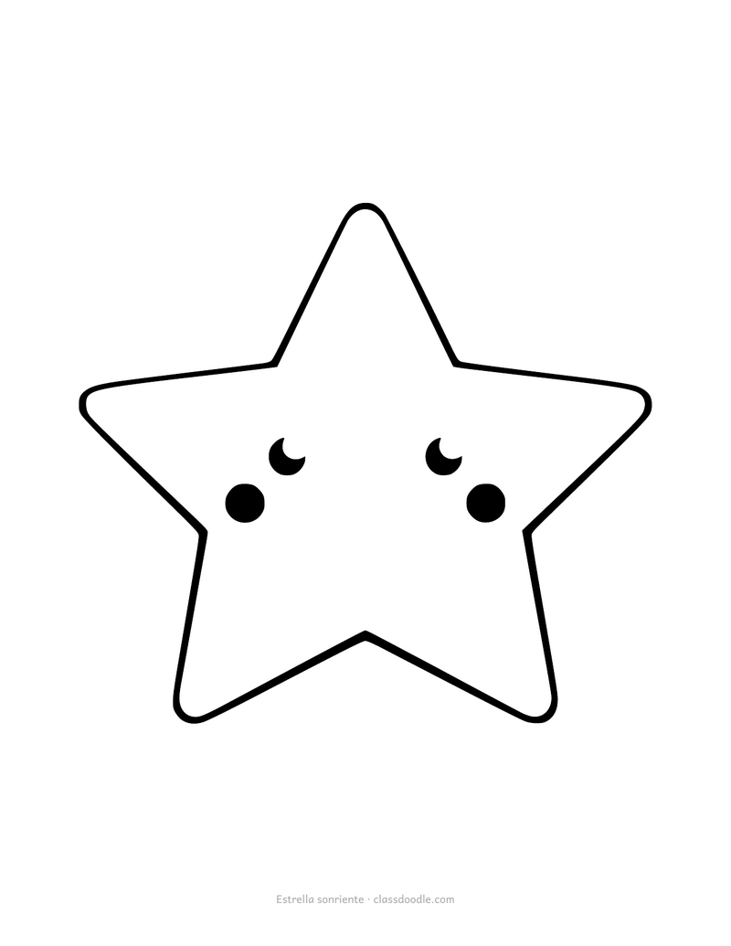 Plantilla de estrella sonriente con cara para imprimir y recortar