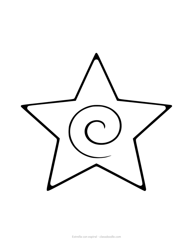 Plantilla de estrella con espiral para imprimir y recortar